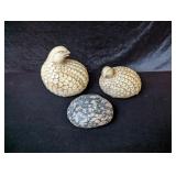 (2) Ceramic Bobwhite Quail; Unique Rock