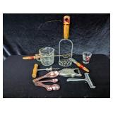 Red Handled Antique Kitchen Utensils,