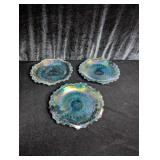 (3) Blue Indiana Glass Plates - 6.5"D