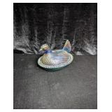 Blue Indiana Glass Hen on a Nest