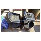 TWO ROLLING SHOP STOOLS