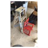 WOODEN STEP LADDER AND CHILDS ROCKING CHAIR