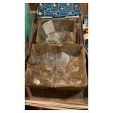 GLASS MIXING BOWL SET AND ROSE BUD GLASSES