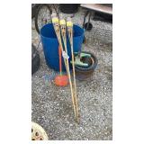 BARREL, TIKI TORCHES, FLOWER POTS, TWINE