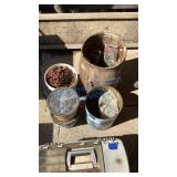 LARGE NAILS, QUIKCRETE, PLASTIC STAKES (4 BUCKETS)