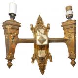 Ornate Brass Two-Arm Wall Sconce with Union Label