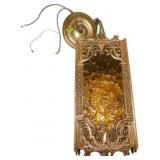 Vintage Amber Glass and Cast Metal Wall Sconce Lig