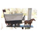Primitive Handcrafted Covered Wagon Mailbox with H