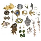 Vintage and Costume Jewelry Including Brooches and