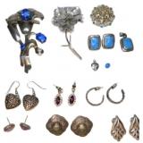 Sterling Silver Vintage Jewelry Lot with Brooches