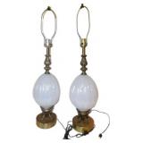 Opalescent Glass Table Lamps with Ornate Bases, 26