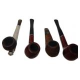 Four Smoking Pipes: Metal and Wooden Designs