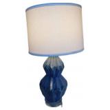 30ï¿½ï¿½ Tall Blue MCM Glass Table Lamp With Tapered S