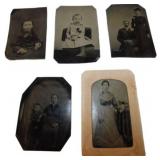 5 Antique Tintype Photographs of Various Individua