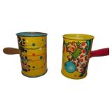 Vintage Tin Noisemakers with Wooden Handles, Clown