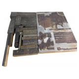 Antique Printing Blocks with Typography and Engrav