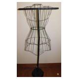 Black Metal Wire Dress Form Mannequin on Round Bas