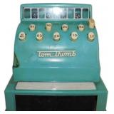 Vintage Tom Thumb Toy Cash Register in Aqua Blue,
