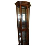 Tall Wooden Corner Display Cabinet With Glass Shel
