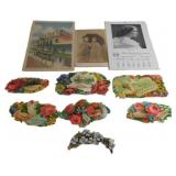 Vintage Ephemera, Including Die Cuts, Postcards, a