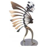 Metal Sculpture Featuring Twirling Elements on Stu