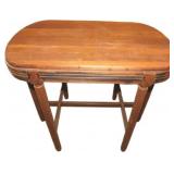 Wooden Table with Rounded Top and Vertical Ribbed