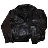 Large Black Leather Jacket by M Collection