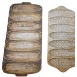Two Cast Iron Cornbread Molds, 13�5.5 and 6.5�14,