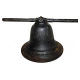 Vintage Cast Iron Bell with 14-Inch Rod Hanger and