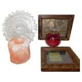 Wooden Frames, Glass Disc Fixture, Salt Tea Light,