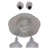 Etched Glass Bowl, Candle Holders, and Salt Shaker