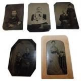 5 Antique Tintype Photographs of Various Individua