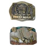 Two Belt Buckles: Red Man� and Drywaller�, 3.5�2