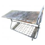 Metal Rolling Cart with Handle and Wire Shelf