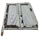 Vintage White Wood & Glass Double Door Cabinet Fro