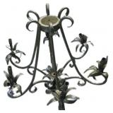 Vintage Metal Chandelier with Leaf and Scroll Moti