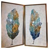 42�21.5 Framed Floral Art Prints With Metallic Acc