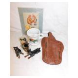 Vintage Collectibles Lot with Leather Holster, Sha