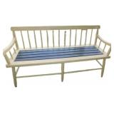 Wood and Metal Bench With Slatted Seat, 60x18x31