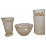 Lenox Porcelain Heart-Design Vase and Bowl Set