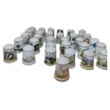 30 Porcelain Thimbles with Wildlife and Floral Des
