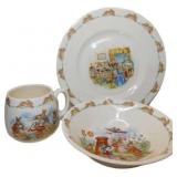 Children's Bunny-Themed Ceramic Plate, Bowl, and M
