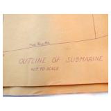 Vintage Submarine Plans Outline Drawings, Not to S