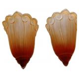 Antique Moe Bridges Slip Shades in Amber Glass