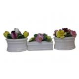 Three Aynsley Fine Bone China Floral Topped Trinke