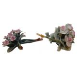 Floral Figurines: Pink and Green Ceramic Flower D�