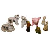 Vintage Animal Figurines Including Cows, Pig, Bird
