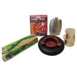 Utility Key, Jack Daniel's Flask, Domino Set, Puzz