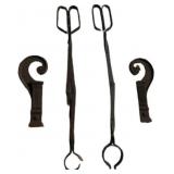 Vintage Fireplace Tools Including Tongs and Andiro