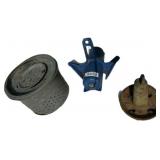 Metal Components Including Blue Cast Part, Perfora